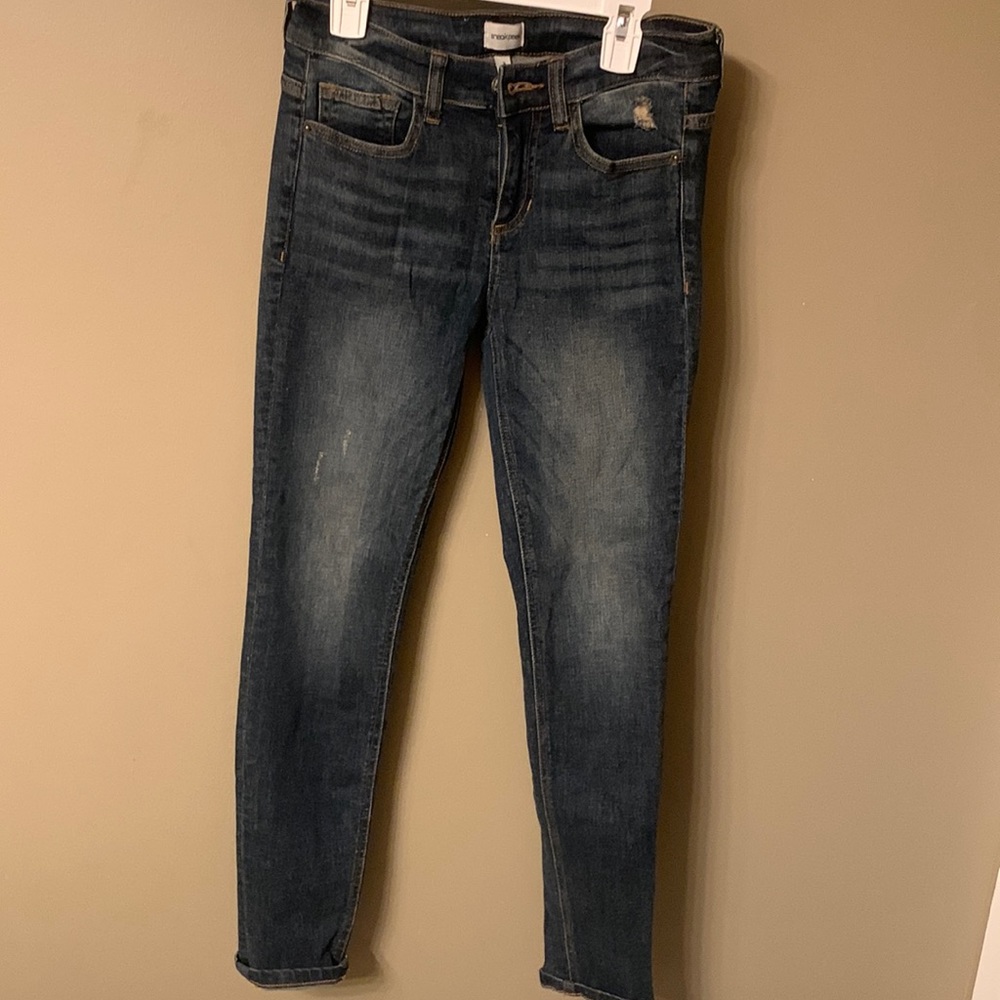Mid rise dark wash jeans